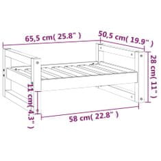 Vidaxl Posteľ pre psa čierna 65,5x50,5x28 cm borovicový masív