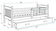 eoshop Detská posteľ Kubus - 1 osoba, 80x160 s úložným priestorom - Biela, Ružová