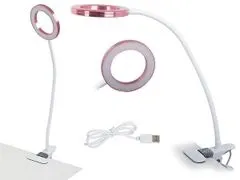 HADEX Lampa s klipom USB 24 LED bielo ružová