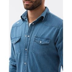 OMBRE Pánska košeľa s dlhým rukávom ESTHER modrá MDN20594 XL