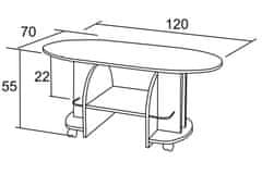 eoshop Konferenčný stôl Vít 70×120 K12 (Prevedenie: Dub bordeaux)