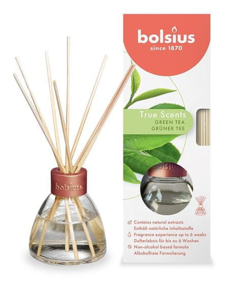 Bolsius Difuzér Bolsius True Scent Green Tea, vôňa zelený čaj, 45 ml