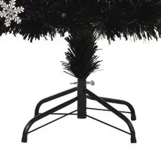 Vidaxl Vianočný stromček s LED vločkami čierny 210 cm optické vlákno