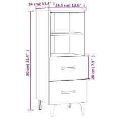 Petromila vidaXL Komoda sivý dub sonoma 34,5x34x90 cm spracované drevo