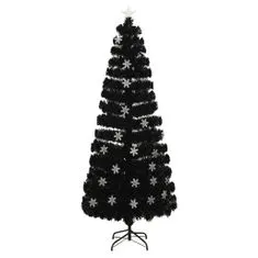 Vidaxl Vianočný stromček s LED vločkami čierny 240 cm optické vlákno