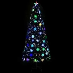 Vidaxl Vianočný stromček s LED vločkami čierny 210 cm optické vlákno