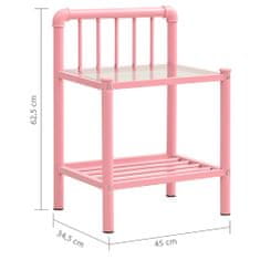 Vidaxl Nočný stolík ružový a priehľadný 45x34,5x62,5 cm kov a sklo