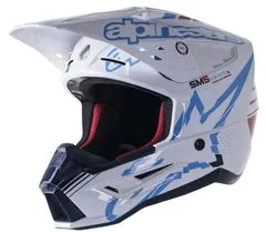 Alpinestars Motokrosová helma S-M5 Action white/blue glossy vel. XL