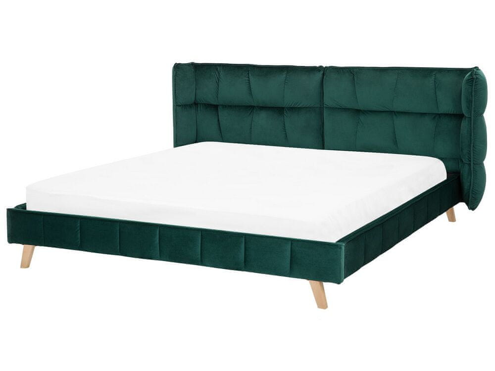 Beliani Tmavozelená zamatová posteľ 180 x 200 cm SENLIS