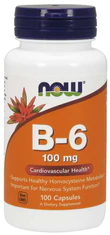 NOW Foods Vitamín B6 Pyridoxín, 100mg, 100 kapsúl