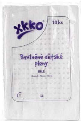 XKKO KIKKO Plienky bavlnené Classic 80x80 (10 ks) – biele