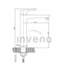 Invena Siros, vysoká umývadlová batéria, čierna matná, BU-90-W04-A