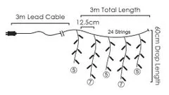 ACA Lightning LED vianočné svetelný záves, 3x3m, studená biela, IP44, 144 LED