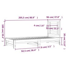 Vidaxl Rozkladacia denná posteľ čierna 2x(90x200) cm borovicový masív