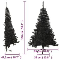 Vidaxl Umelý vianočný polovičný stromček s podstavcom čierny 150 cm