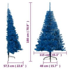 Vidaxl Umelý vianočný polovičný stromček s podstavcom modrý 180cm PVC