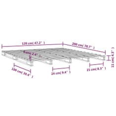 Vidaxl Posteľný rám šedý borovicový masív 120x200 cm