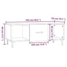 Vidaxl Konferenčný stolík lesklý biely 102x50x40 cm spracované drevo