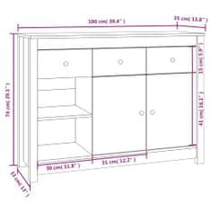 Petromila vidaXL Komoda medovo-hnedá 100x35x74 cm masívne borovicové drevo