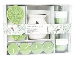 HOMESTYLING Aromalampa a vonné sviečky darčeková sada 9 ks TROPICAL KO-CC5061530zele