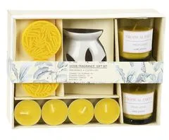 HOMESTYLING Aromalampa a vonné sviečky darčeková sada 9 ks FRESH LEMON KO-CC5061530zlut