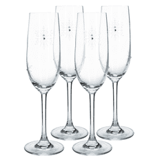 KONDELA TEMPO-KONDELA SNOWFLAKE CHAMPAGNE, poháre na šampanské, set 4 ks, s kryštálmi, 230 ml