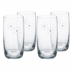 KONDELA TEMPO-KONDELA SNOWFLAKE DRINK, poháre na vodu, set 4 ks, s kryštálmi, 460 ml