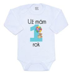 NEW BABY Body s potlačou Už mám 1 rok modré, vel. 80 (9-12m)