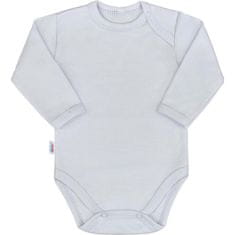 NEW BABY Dojčenské bavlnené body s dlhým rukávom Pastel sivé, vel. 80 (9-12m)