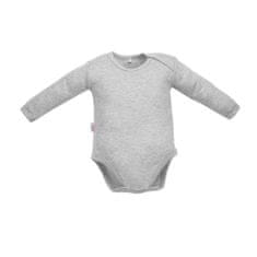 NEW BABY Dojčenské bavlnené body s dlhým rukávom Pastel sivý melír, vel. 68 (4-6m)