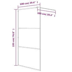 Petromila vidaXL Sprchová zástena čierna 100x195 cm matné ESG sklo