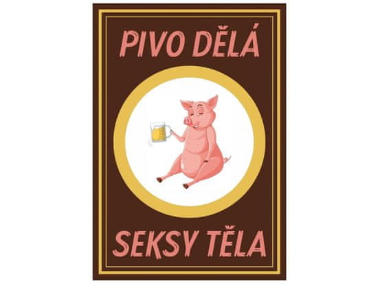 Cedule-Cedulky Plechová retro ceduľa - Pivo dělá seksy těla