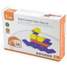 Viga Toys Drevená geometrická mozaika Puzzle Puzzle Blocks 102 el