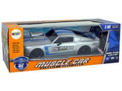 Lean-toys R/C športové auto 1:16 Silver Pilot Blue Stripes
