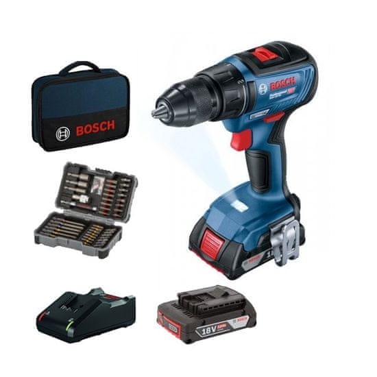 BOSCH Professional 06019H5004 GSR 18V-50 Professional aku vŕtací skrutkovač+sada bitov+taška