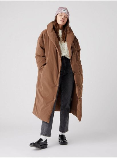 Wrangler Hnedý dámsky zimný kabát s golierom Wrangler