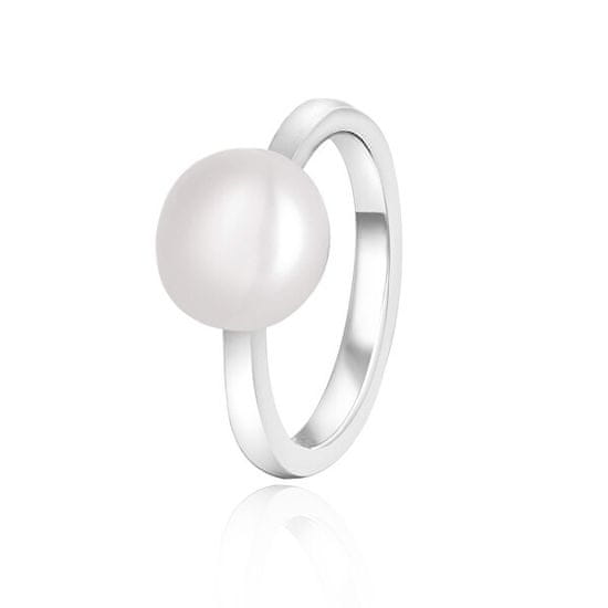 Beneto Elegantný strieborný prsteň s pravou perlou AGG29