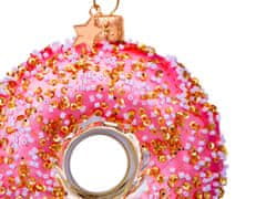LAALU Vianočná sklenená ozdoba Donut ružová 11 cm