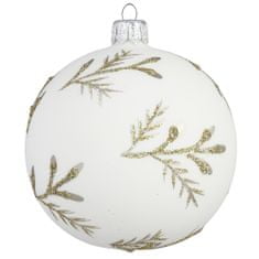 Decor By Glassor Vianočná ozdoba matne biela s vetvičkami (Veľkosť: 10)