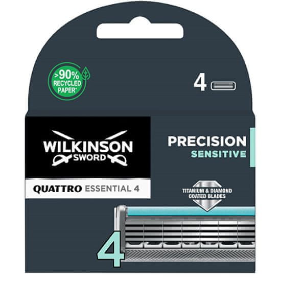 Wilkinson Sword Náhradná hlavica Quattro Essential Precision Sensitiv e 4 ks