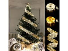 Alum online Vianočná stuha s LED ozdobami 2M - zlatá