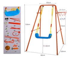 WOWO Kovová Hojdačka s Košíkom a Loptou pre Deti