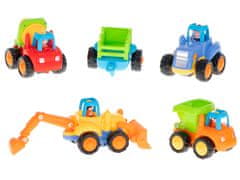 WOWO Stavebné Vozidlá s Pohonom HOLA - Traktor, Príves, Bager, Sklápač, Miešačka na Betón, 5 Prvkov