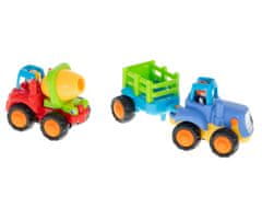 WOWO Stavebné Vozidlá s Pohonom HOLA - Traktor, Príves, Bager, Sklápač, Miešačka na Betón, 5 Prvkov