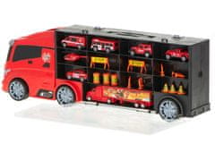 Ikonka Transportné vozidlo TIR v kufri + 7 vozidiel hasičského zboru