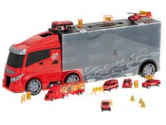 Ikonka Transportné vozidlo TIR v kufri + 7 vozidiel hasičského zboru