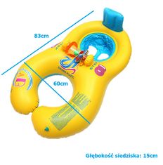 WOWO Nafukovací Detský Plavecký Krúžok s Materskou Sedačkou, 70-90kg, pre Deti 1-3 roky