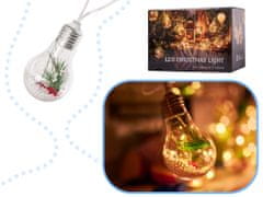 WOWO Vianočné LED Reťazové Svetlá na Batérie, Závesy s Ozdobnými Guličkami, 3m, 50LED, Teplé Svetlo