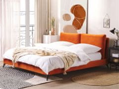 Beliani Zamatová posteľ 180 x 200 cm oranžová MELLE