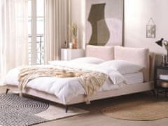 Beliani Zamatová posteľ 180 x 200 cm ružová MELLE